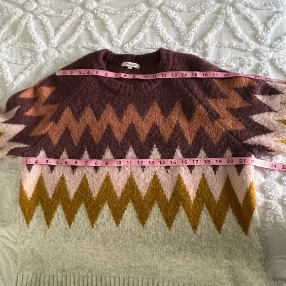 Madewell Womens Fair Isle Sweater Chevron Wool Alpaca Stretch Knit Size Medium - Picture 9 of 10